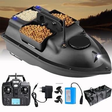 JJENXYYDS 500M Bateau Amorceur télécommandé,Intelligent Bateau Amorceur avec Trois Compartiments D'appâts Indépendants,pour la pêche à la Carpe,Navigation Automatique,régulateur de Vitesse,12000