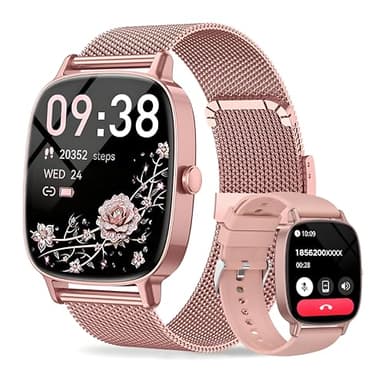 coioc Montre connectée Femme avec Fonction téléphonique, écran HD 1,85 Pouces, 120+ Modes Sportifs, détection fréquence Cardiaque, Compteur de Pas, IP68 étanche, Compatible iOS & Android, Rose