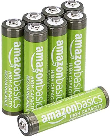 Amazon Basics Lot de 8 piles rechargeables AAA NiMH haute capacité, 850 mAh, 1,2 V, rechargeables 500 fois, préchargées