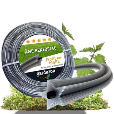 Gardazon Fil de débroussailleuse 3mm renforce 50m (en étoile) - Attention - Extrêmement Tranchant - Fil Coupe Bordure - Fil pour Rotofil - Bobine de Fil debroussailleuse incassable