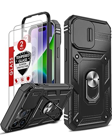 LeYi Coque pour iPhone 14 Pro Max avec [2 Verre Trempé], 360° Full Protection de la Caméra en PC Dur Anti-Chut Renforcée Armor Heavy Duty Antichoc Bumper Housse Etui pour Apple iPhone 14 Pro Max Noir