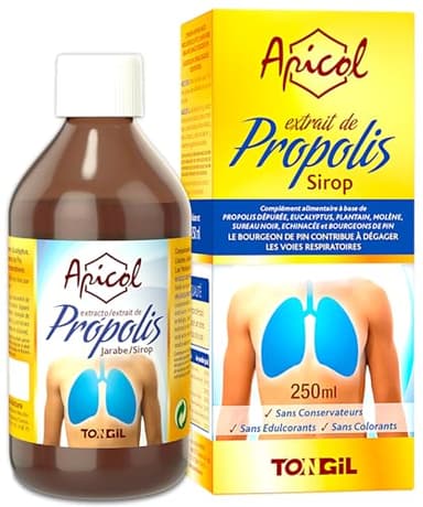Sirop Toux Sèche Grasse Propolis & Pin | Soutien Respiratoire | Sans Édulcorants | Apicol 250 ml