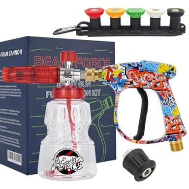 BEAR FORCE Pistolet pulvérisateur M22 ID14MM et connecteur rapide 6,35 mm - Lance à mousse neige pour nettoyeur haute pression Karcher K1-K7