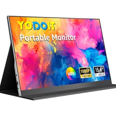 Yodoit Écran Portable 15,6", 1920 × 1080 FHD Moniteur IPS 100% SRGB Display HDMI USB Type C avec Haut-parleurs Intégrés pour PC/MacBook/Xbox/PS4 5/TV