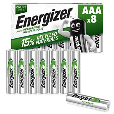 Energizer Recharge Power Plus - Piles Rechargeables AAA (Lot de 8) - 700 mAh NiMH - pré-chargées - Puissance Longue durée - 1000 Cycles - Emballage 100% Recyclable et sans Plastique