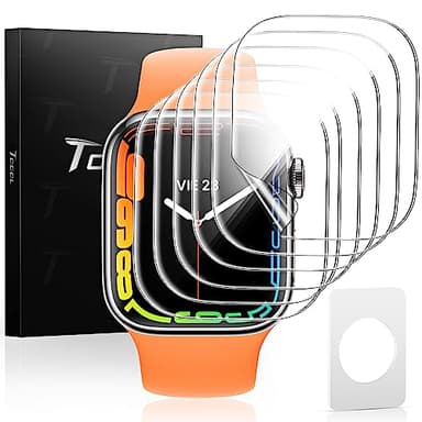 TOCOL 6 Pièces Protection Écran pour Apple Watch Serie 9/8 /7 45mm, Sans Bulles Résistant aux Rayures HD Qualité Supérieure Transparent TPU Souple Film Protecteur pour Apple Watch 45mm