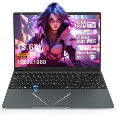 PINSTONE 15,6" Ordinateur Portable FHD Alder Lake-N95(jusquà 3,4 GHz), PC Portable 16 Go RAM LPDDR4 512 Go SSD, Laptop Computer avec Touch ID, Webcam/WiFi 5/Bluetooth 4.2/USB 3.0/Mini HDMI