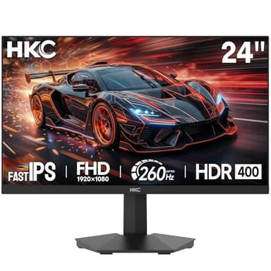 HKC G24H3D Écran PC Gamer 24 Pouces Full HD 1920x1080, Fast IPS, 240Hz (Up to 260Hz), 0.3ms, Adaptive-Sync, HDMI DP, Support Fixe, Moniteur Gaming Esports