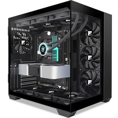 FOIFKIN F300 Boitier PC - 4 préinstallés sans Ventilateur RGB - Boitier PC de Jeu ATX Mid-Tower - Verre panoramique 270° avec Type-C (Noir, F300)