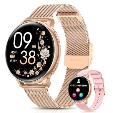 AIMIUVEI Montre Connectée Femme avec Appel, 1.27" HD Smartwatch Fonction Féminine, 120+ Modes Sportifs, Sommeil, 24H Fréquence Cardiaque, 24H SpO2, Calories, Podomètre, IP68 Android iOS Or Rose