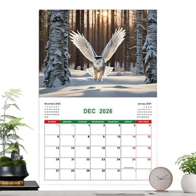 Calendrier Hibou 2026 | Calendrier Mural Douze Mois - Planificateur de Gestion du Temps Personnel Fournitures de Bureau pour Liste de Tâches Objectifs et Planification de Vacances