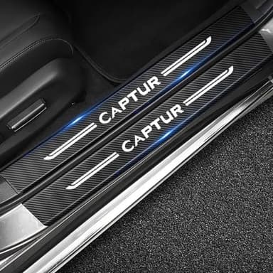 RIDGOEL 4 Pièces Plinthes pour Auto en Fibre de Carbone pour Renault Captur, Protection Seuil de Porte de Voiture Autocollant Protection de Peinture de Car Captur