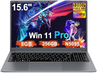 2025 Ordinateur Portable 15.6 Pouces Celeron N5095 Win11 Pro 8Go RAM 256Go SSD Extension1To 5G WiFi 1920x1080 FHD PC Portable avec Souris sans Fil qwerty Clavier avec AZERTY Membrane du Clavie-Gray
