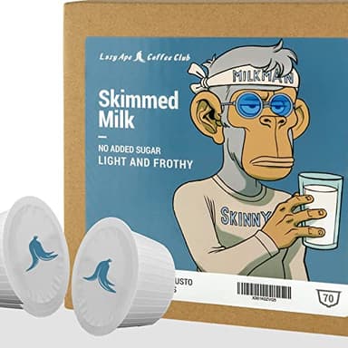 Lait Écrémé Capsules - 70 Capsules Compatibles avec le machines Dolce Gusto®* (Lait Écrémé, 70 Portions) | Par Lazy Ape Coffee Club
