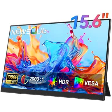 Newsoul Ecran Portable 15,6 Pouces, 1920×1080P FHD IPS 2000:1 Moniteur Portable avec USB-C et HDMI, Écran Externe Ultra-Fin de Eye Care pour Ordinateur Portable//Mac/PS5/4/Xbox/Switch,VESA Mountable
