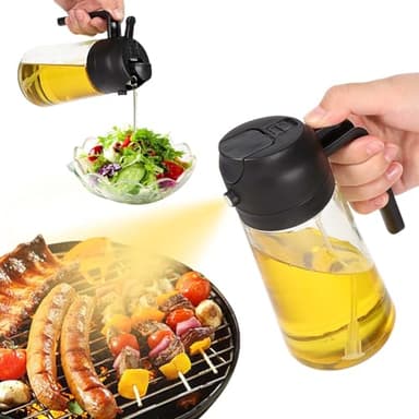 Blendura Spray Huile Cuisine, 2 en 1 Vaporisateur Huile 470ml, Pulverisateur Huile Cuisine Verre, Pulvérisateur Huile d'olive Spray Huile Cuisine Air Fryer pour Cuisiner, Griller, Salade, Pâtisserie