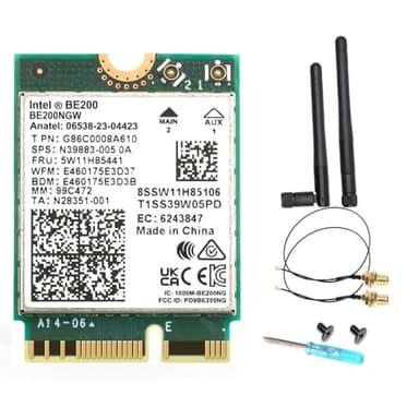 Carte réseau WiFi 7 BE200 M.2 Key E, 9,3 Gbit/s, 2,4 G/5 G/6 GHz, Bluetooth 5.4, compatible Windows 10/11