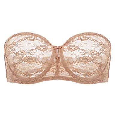 DOBREVA Femme Soutien Gorge sans Bretelles Grande Taille avec Armature Bandeau Transparent Naturel 95C