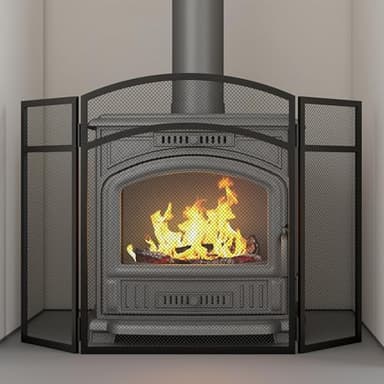 Kingson Pare-feu noir de 96,5 x 61 cm pour poêles à bois, brûleurs à bûches et feux ouverts pour la sécurité des bébés et des animaux domestiques