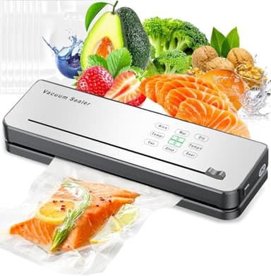 Machine Sous Vide Alimentaire ESoundvol 8 en 1 Avec Contrôle de la Température, Coupe-Aliments Intégré et Affichage LED Visible Pour la Conservation des Aliments Secs et Humides Avec 10 Sacs Sous Vide