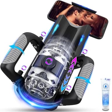 Masturbateurs Masculins Sex Toýs Homme - Masturbâteur Homme Mains Libres & Support de Téléphone et Poignée Pliable, Distance de Poussée de 12 cm, Masturbateur Homme Sextoy Homme Sex Toys Sexetoyhomme