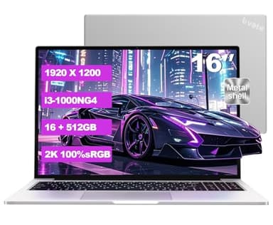 Ordinateur Portable 16 " Core i3-1000NG4 (jusqu'à 3,2 GHz),16+512Go SSD | Soutien Extension 1TB ,PC Portable Win11 Avec Double WIFI 1920x1200 BT4.2 Souris sans Fil&AZERTY Clavier Couverture-Argent-2