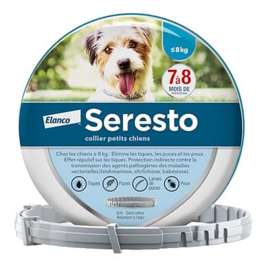 Elanco SERESTO Chien – Collier Anti-Puces et Anti-Tiques pour Petits Chiens - Moins de 8KG