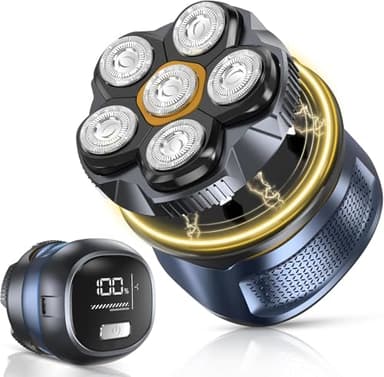 Rasoir Tête Chauve Homme 6D Tête Magnétique Rasoir Tondeuse Électriques Hommes Rasoir Crane, 2 Vitness, Humide et Sèche, Écran LED, Type-C pour Visage et Coiffage Chauve
