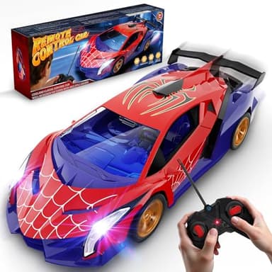 Voiture Télécommandée avec Yeux Araignée Lumineux & Design Toile, Voiture RC Drift Car 1/18, Jouet Cadeau Garçon 3 4 5 6 7 8 9 10 11 12 Ans, Cadeau Anniversaire Jeux Jouet Enfant 3-12 Ans Garçon Fille