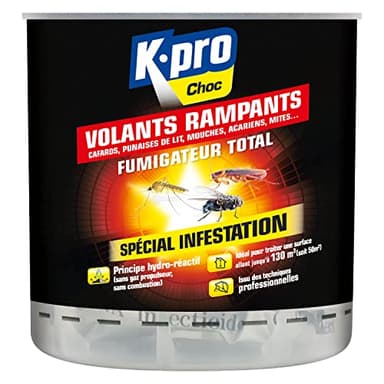 K.PRO - Fumigateur Insecticide Volants et Rampants - Spécial Infestation - Action Radicale & Longue Durée - Ne Laisse Aucun Dépôt - Technique Professionnelle - 10g - entre 25 et 50m²