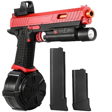 Gel Blaster,JM-X5 électrique en Gel Jouets,Splatter Version améliorée du X2 Halloween avec Lunettes, Jeux de Plein air et Amusement de Jardin pour Les Adultes de 14 Ans et Plus Noël Nouvel an,Rouge