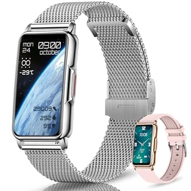 128+Modes Sportifs Montre Connectée Femme, 1,47"HD Montre Femme avec Bluetooth, Pression Artérielle, SpO2, Fréquence Cardiaque, Sommeil, Cycle Menstruel, Météo, Smartwatch Santé Compatible Android/iOS