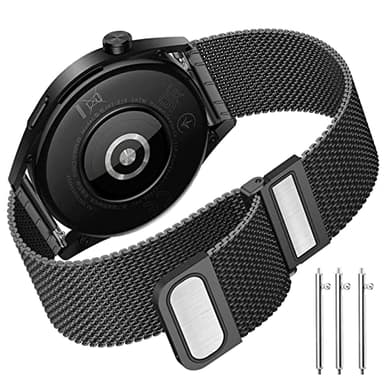 TOPsic Huawei Watch GT 3 46mm Bracelet, 22mm Maille Acier Inoxydable Double Magnétique Bracelet pour Huawei Watch GT2 Pro/Huawei Watch GT2 46mm/Huawei Watch GT2e/Galaxy Watch 3 45mm/Gear S3