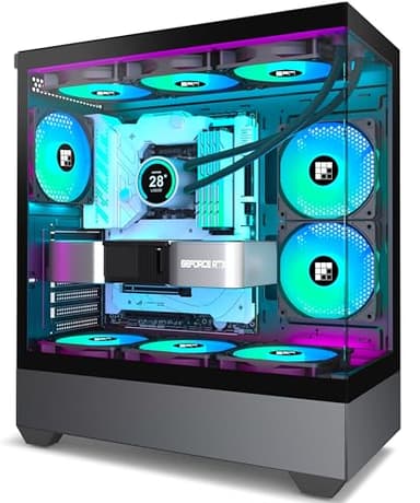 FOIFKIN F1 Boitier PC - Pré-équipé de 5 Ventilateurs PWM ARGB, Boitier PC de Jeu ATX Mid-Tower, avec Type-C (Noir)