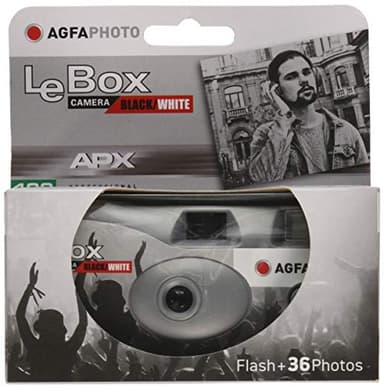 AgfaPhoto 601020 - Appareil Photo Jetable LeBox Flash, 27 Photos, Objectif Optique 31 mm - Gris et Rouge
