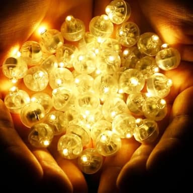 Bacxzomx Lot de 120 Ballons Lumineux à LED, Mini Boules Lumineuses LED Clignotantes, Lumières de Fête pour Lanterne en Papier, Noël, Anniversaire, Carnaval, Bar, Club, Intérieur et Extérieur (Jaune)