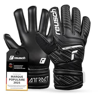 Reusch Attrakt Solid Junior Gants de Gardien de But|Enfants 5–16 Ans|Grip Solide avec Latex|Tenue Confortable et Bande 360°|Respirant et Robuste|Entraînement et Match