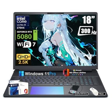 Alienware 18 Area-51 Ordinateur portable de jeu - Intel Ultra 9 275HX (24 c?urs, jusqu'à 5,4 GHz), RTX 5080 GDDR7, 18 pouces, 2,5 K QHD+ 300Hz, avec lecteur DVD, Win 11 Pro, durée de vie de la