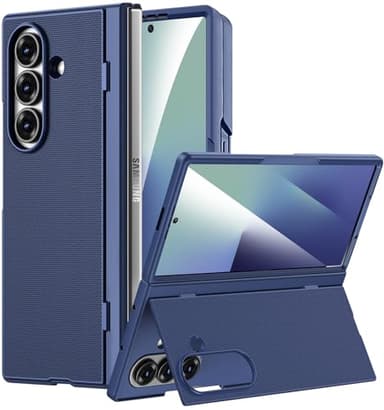 Miimall Coque Fine pour Samsung Galaxy Z Fold 7, [Protecteur d'Écran][Béquille], Robuste Antichoc Anti-Rayures Anti-Poussière Renforcée Coque Galaxy Z Fold 7, Charge sans Fil Supportée, Bleu