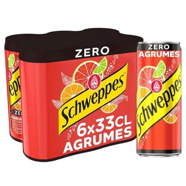 SCHWEPPES – Boisson Zéro Sucre aux Agrumes, Saveur Rafraîchissante et Légère (Pack 6 x 33cl)