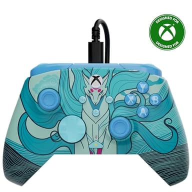 Turtle Beach Rematch Advanced Blue Kitsune Manette de jeu filaire - Licence Xbox Series XS, Xbox One et PC avec Phosphorescent, Boutons Programmables, Gâchettes, commandes audio et câble de 2.5 m