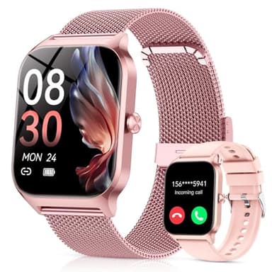 Montre Connectée Femme avec Appel Bluetooth, Smartwatch for Women, Écran HD 1.85", Fitness Tracker avec 120+ Modes Sportifs, Podomètre, Sommeil, Fréquence Cardiaque SpO2 pour Android iOS - Doré rose