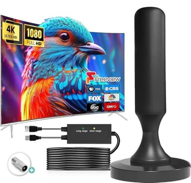 KXYINOS Antenne TV Intérieur TNT HD, 500KM Antenne HDTV numérique Longue portée avec Base magnétique & Amplificateur de Signal Chaînes locales gratuites 4K 1080P VHF UHF