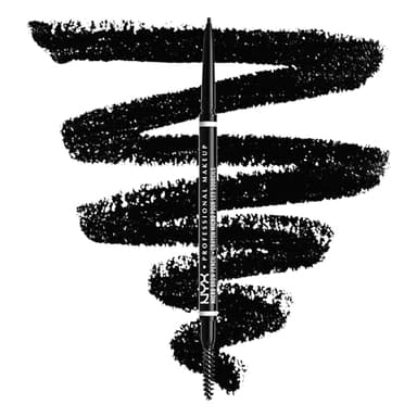 NYX Professional Makeup Crayon à Sourcils Micro Brow Pencil, Crayon Ultra-Fin Double-Embout avec Mine Rétractable et Goupillon, Teinte : Black (08)