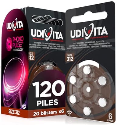 120 Piles Auditives Udivita Type 312