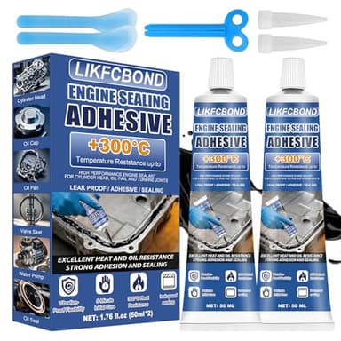 LIKFCBOND Mastic pour Moteur Noir, 2 Pièces 50ML Silicone Haute Température, Mastic pour Joint de Culasse, Supporte 300℃, Durcissement Rapide pour Cylindres, Carters D'huile Et Boîtes de Vitesses