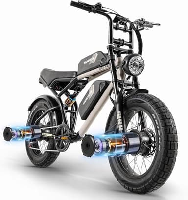 Vélo électrique pour Adultes, E Bike 85Nm Moteur Double | 2*18Ah 48V Batterie Jusqu'à 150km+, Suspension Intégrale, Frein à Disque Hydraulique, Vélo Tout-Terrain Electrique pour de Montagne