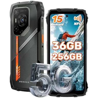 OSCAL Pilot 3 5G Telephone Portable Incassable, Android 15 Telephone Incassable, 36GB+256GB/2To Smartphone Incassable, 6,78" HD+120Hz, 50MP+32MP Night Vision, 5G Dual SIM IP68/IP69K/NFC/GPS