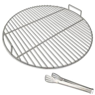huanniu -Grilles de barbecue Ronde-en Acier Inoxydable 304 avec Pince à Barbecue, 44,5 cm de diamètre, Convient barbecue boule Weber 18" charbon de bois, Grid Accessoire barbecue portable ronde