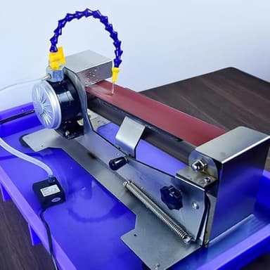 Toplionace Affûteur de Couteaux électrique Refroidi à L'eau, Ponceuse à Bande en Acier Inoxydable pour Utilisation à Sec et à L'eau, Meuleuse à Vitesse Variable de 600W avec Disque de Polissage